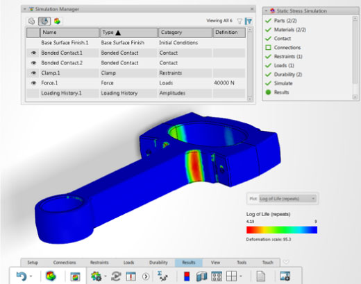 Fe-safe : Fatigue analysis on a motor piston rod