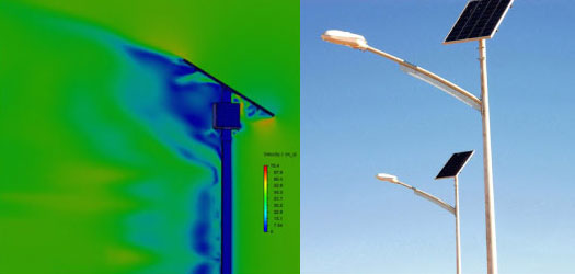 High wind analysis of a solar lamp post